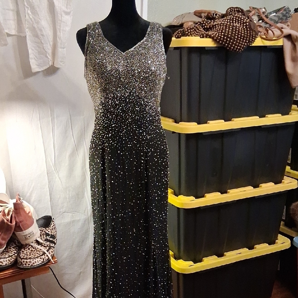 Vintage Tootsies Beaded Silk Dress Size Large - Picture 1 of 13